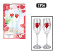 Champagne glass with heart print pair