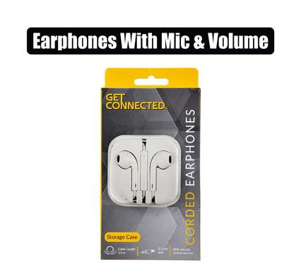 Earphones with mic and volume control