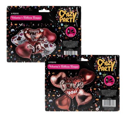 Balloons helium vday bouquet 5pc f-4