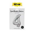 Balloon helium foil silver 4 102cm f-04