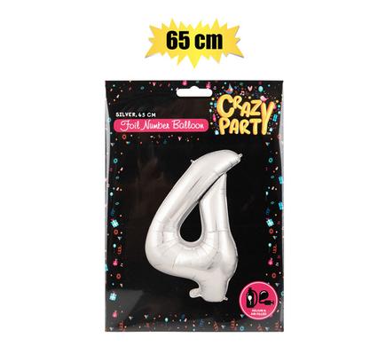 Balloon helium foil silver 4 86cm f-03