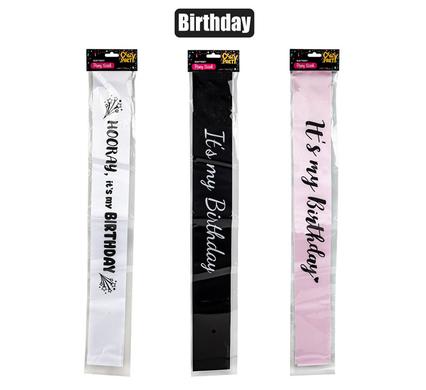 Party sash birthday asstd