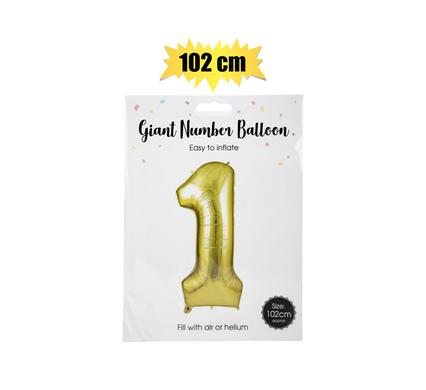 Balloon helium foil gold 1 102cm f-04