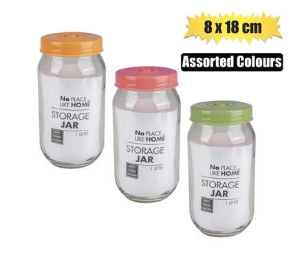 Storage-jar gls assort.col 8x18cm