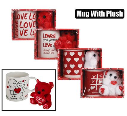 Mug occasions love w/plush asstd