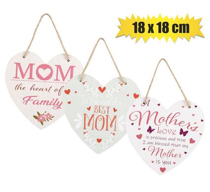 Plaque mdf sign heart 18x18cm mom