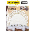 Doilie paper rnd white 60pc (15/20/25cm)