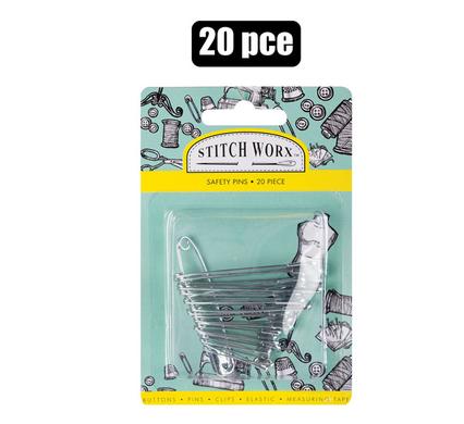 Haberdashery safety pins 20pc asstd