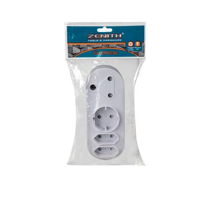 Plug-adaptor 1x16a 1x5a-rnd 2x5-2pin zen