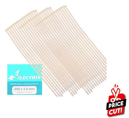 Cable-ties 4.8x300mm white 100's bulk