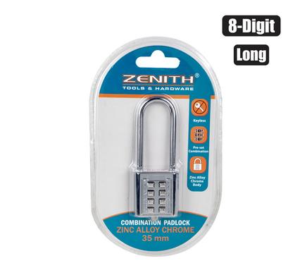 Padlock combo 35mm 8-digit long zenith