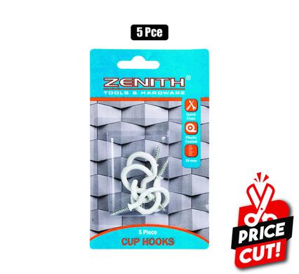 Cup-hooks white-pl-ctd 30mm 5pce zenith