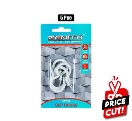 Cup-hooks white-pl-ctd 40mm 5pce zenith