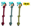 Pet dog tug toy string triple knot 50cm