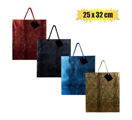 Gift-bag metallic paper lrg 25x32cm emb