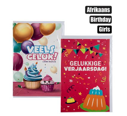 Card & envelope birthday - girl afr