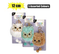 Keychain plush owl 12cm asstd