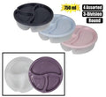 Lunch box clear base 3-div 750ml round