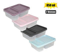 Lunch box clear base 2-div 850ml rect