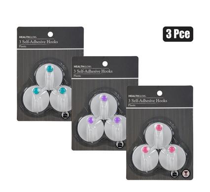 Hook pl adhesive round 3pc