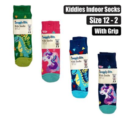 Socks indoor w/grip size 7-10yrs