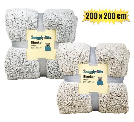 Blanket sherpa 200 x 200cm asstd