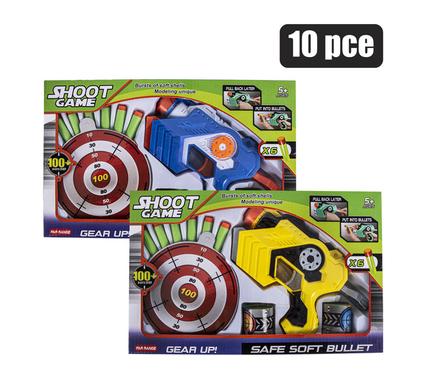 Gun foam dart w/targets, 10pc asstd