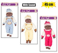 Doll baby asstd w/sound 45cm