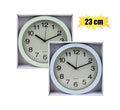 Clock wall pl sqr/rnd 23cm asstd