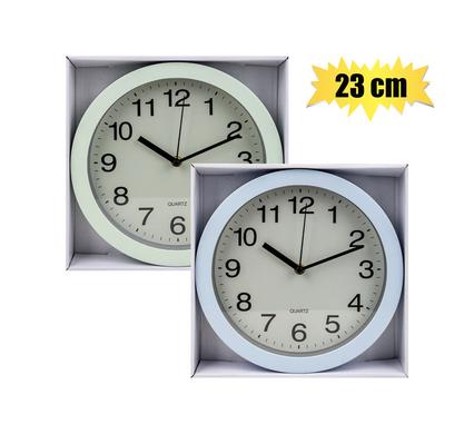 Clock wall pl sqr/rnd 23cm asstd
