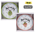 Clock wall pl round fruit 30cm asstd