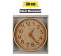 Clock wall pl round wood-look 30cm