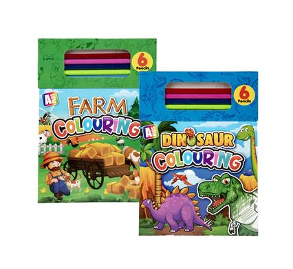 Book colouring pad boys w/pencils asstd